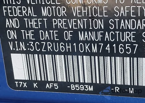 2019 Honda Hr-V Sport из США, поврежденный, VIN 3CZRU6H10KM741657